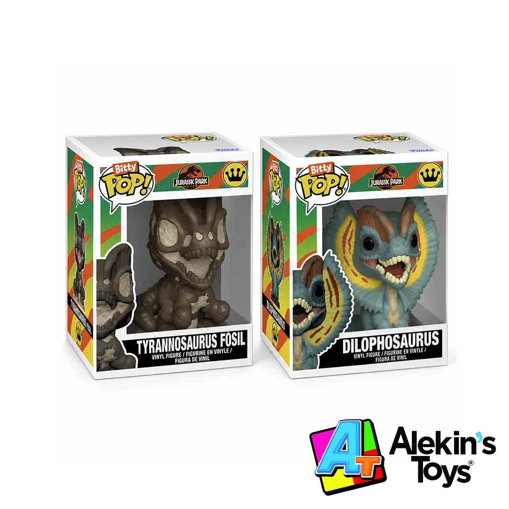 Bitty Pop Pack Doble Jurassic Park - Tyranosaurus Fosil & Dilophosaurus